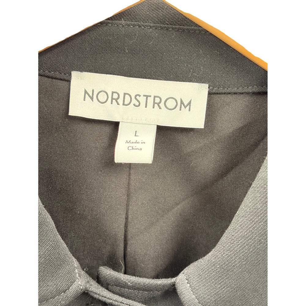 Nordstrom Women Black Cropped Utility Jacket Epaulet Button Front Large - Picture 3 of 7